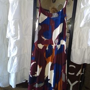 Ann Taylor LOFT burgundy blue white orange dress